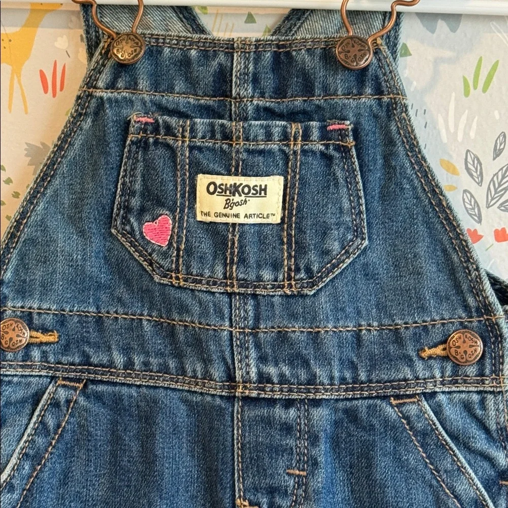 Oshkosh Baby B’gosh 6 Mo Butterfly Heart Embroidered 100% Cotton Denim Overalls